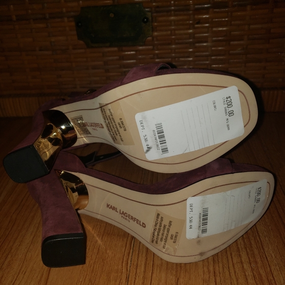 Karl Lagerfeld Burgundy Suede Heels - Picture 5 of 5